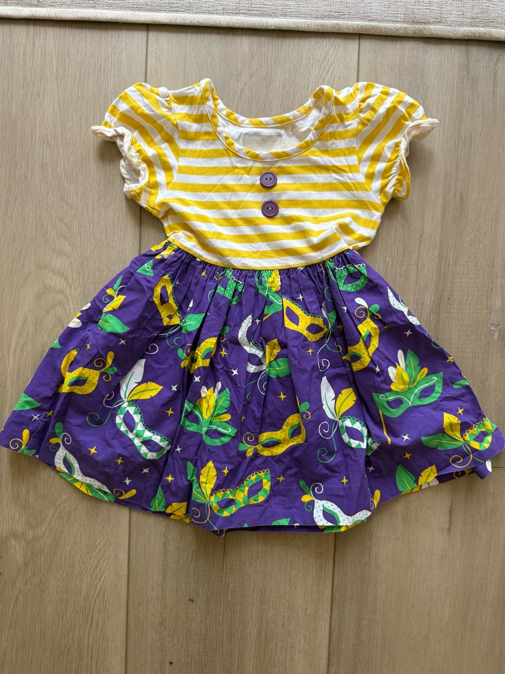 Eleanor Rose Mardi Gras Toddler Yellow Striped Dress